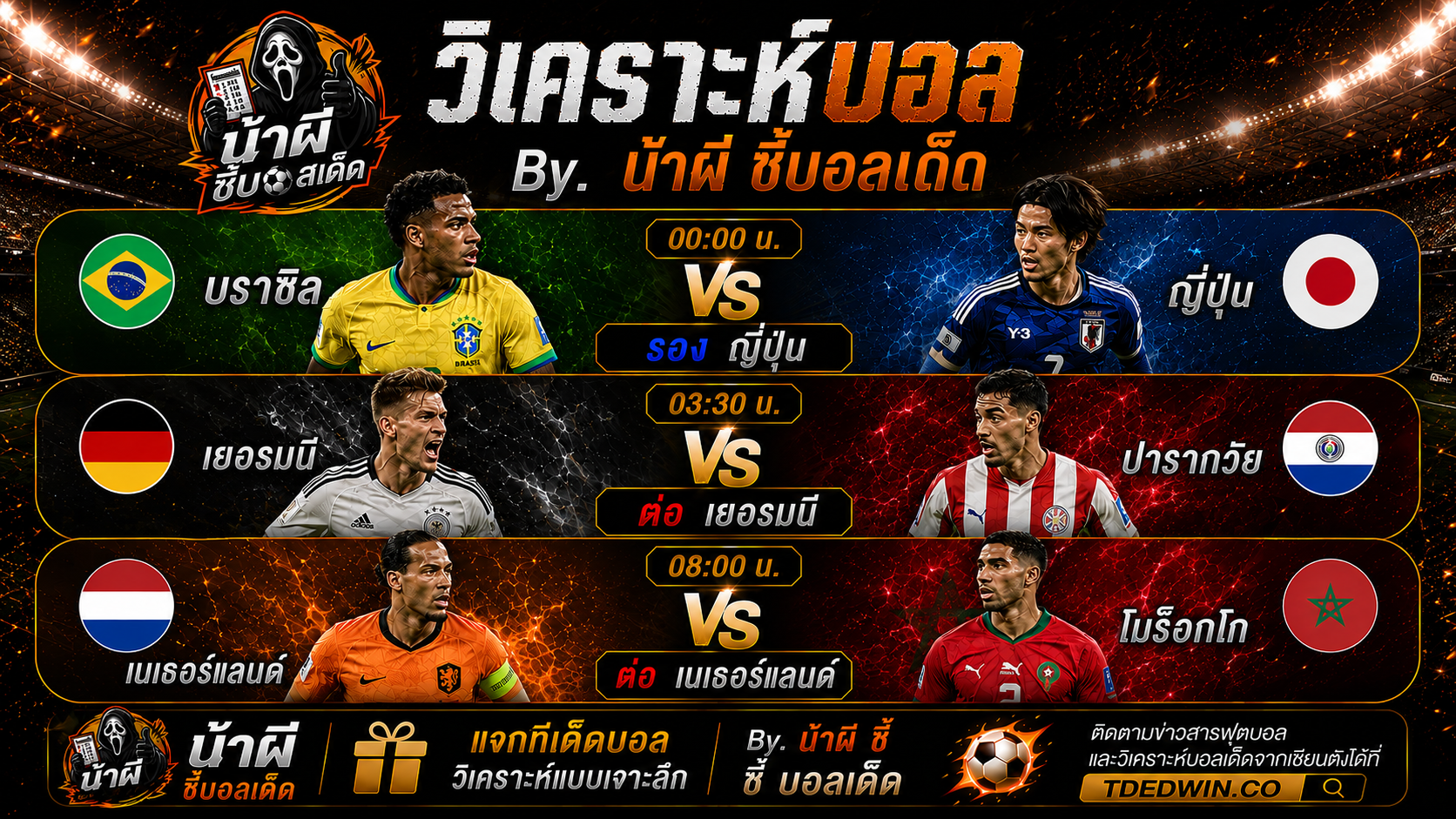 ฟุตบอลโลก 2026 ล่าสุด ทีเด็ดบอล วิเคราะห์สเต็ป 3 By น้าผี ชี้บอลเด็ด TDEDWIN