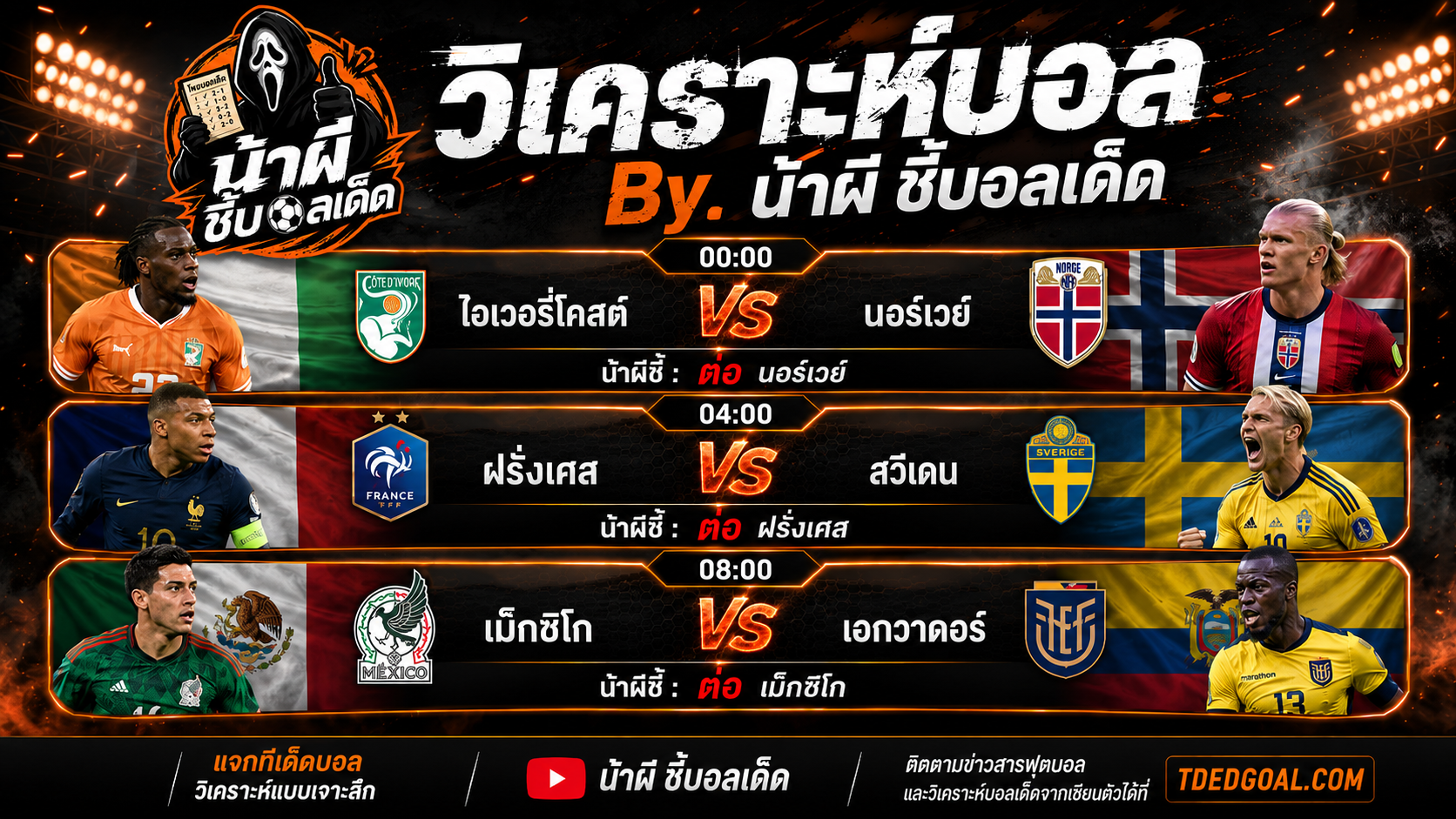 วิเคราะห์ ฟุตบอลโลก 2026 ทีเด็ดฟุตบอลโลก 2026 น้าผี เซียนสเต็ป TDEDGOAL