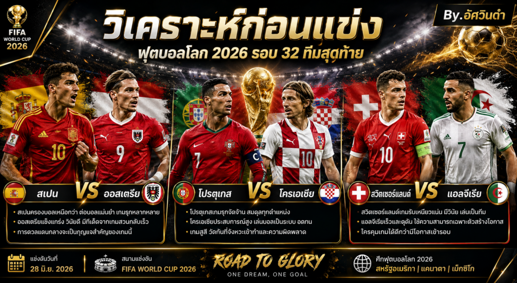 วิเคราะห์ก่อนแข่ง ฟุตบอลโลก 2026 รอบ 32 ทีมสุดท้าย By.อัศวินดำ