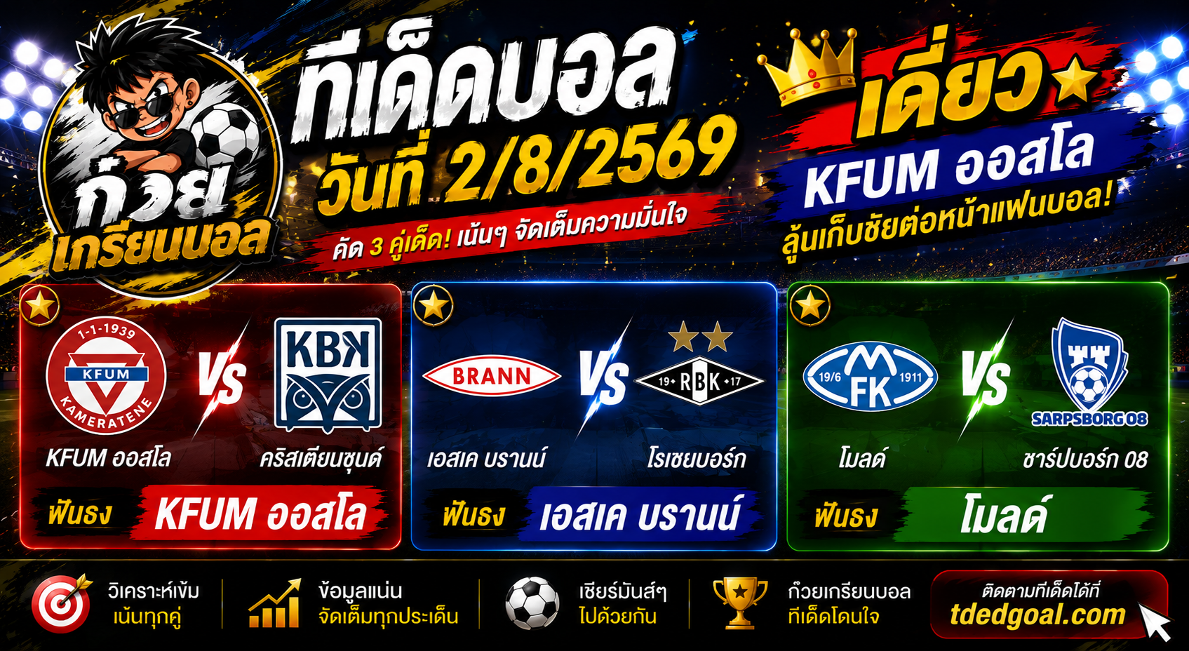 ก๊วยเกรียนบอล ทีเด็ดบอลวันที่ 2/8/2569
