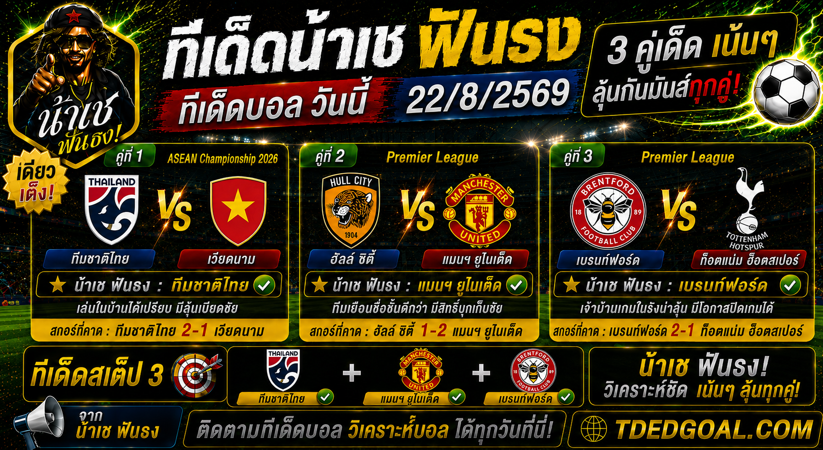 ทีเด็ดน้าเช ฟันธง วันที่ 22/8/2569