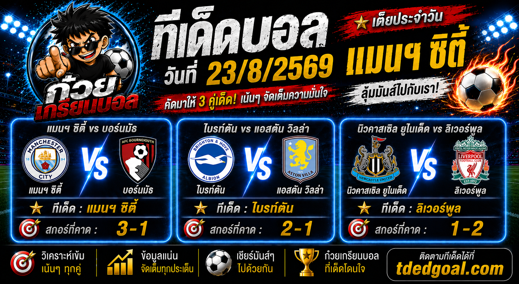 ก๋วยเกรียนบอล ทีเด็ดบอลวันที่ 23/8/2569