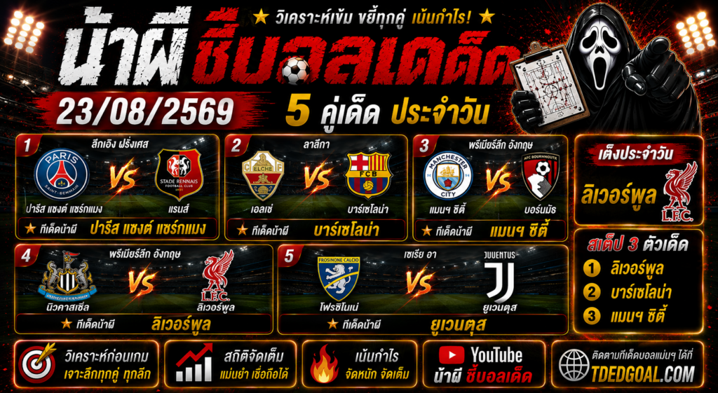 น้าผี ชี้บอลเด็ด 23/08/2569
