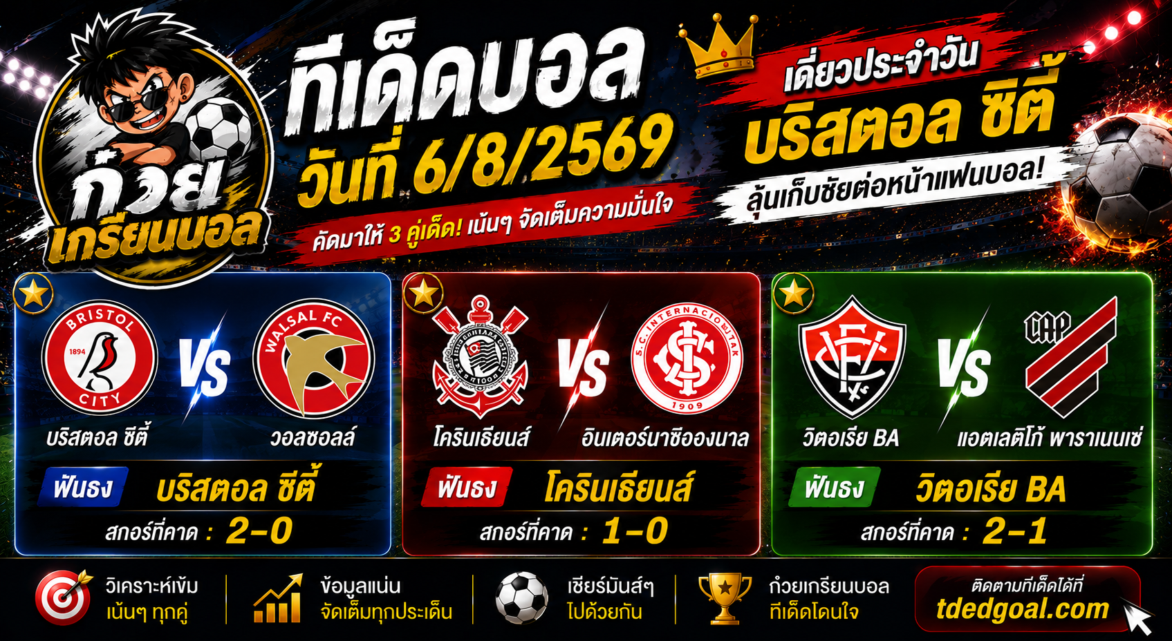 ก๋วยเกรียนบอล ทีเด็ดบอลวันที่ 6/8/2569