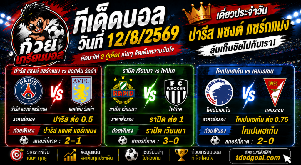 ก๋วยเกรียนบอล ทีเด็ดบอลวันที่ 12/8/2569